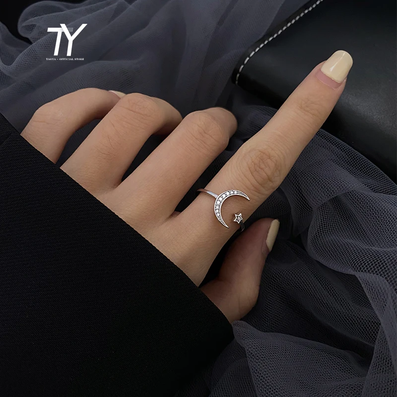 

2020 New Star Moon Shape Open ring For Woman Fashion Korean Jewelry Luxury Girl's Finger Accessories Unusual Wedding Rings
