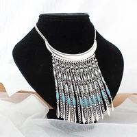 big long beaded tassel ethnic geometric beads chain pendant necklace for women bohemia trendy long chain statement necklace