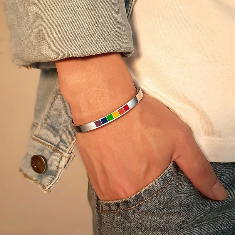 Браслеты Rainbow Love Pride для лесбиянок и геев эмалированный браслет из нержавеющей
