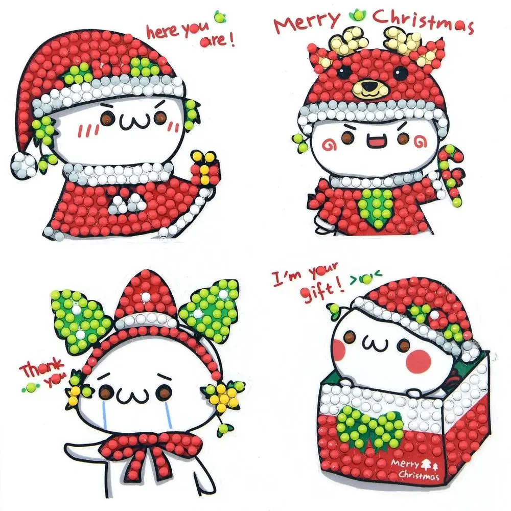 

4pcs 5D DIY Full Drill Cartoon Diamond Paintings Stick Puzzle Children Sticker Crafts Kids Gift Cup Phone Book Decor