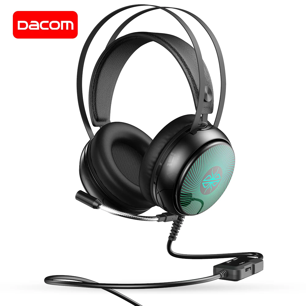DACOM GH08 PC Gaming Headset 3 5 мм Проводная геймерская стерео звук наушников с светодиодный