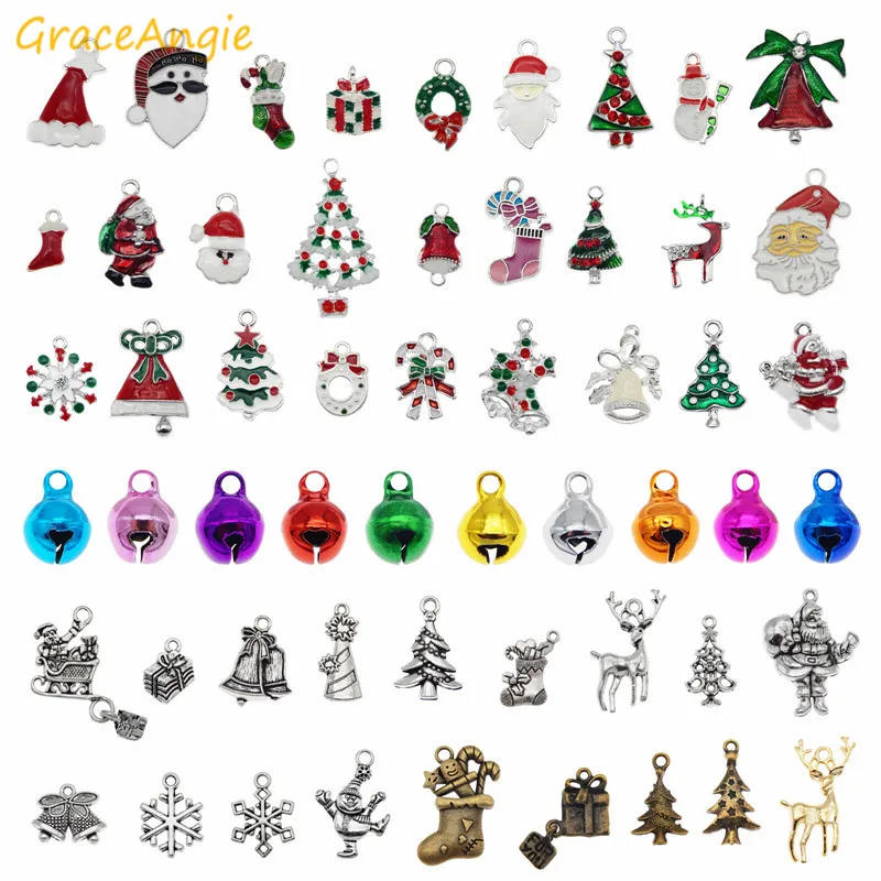GraceAngie 30 шт смешанные металлические эмалированные Подвески Рождественские
