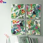 5D алмазная живопись сделай сам, тропический лес, акварельные растения, цветок, птица, натуральный стиль, мозаика, украшение для дома