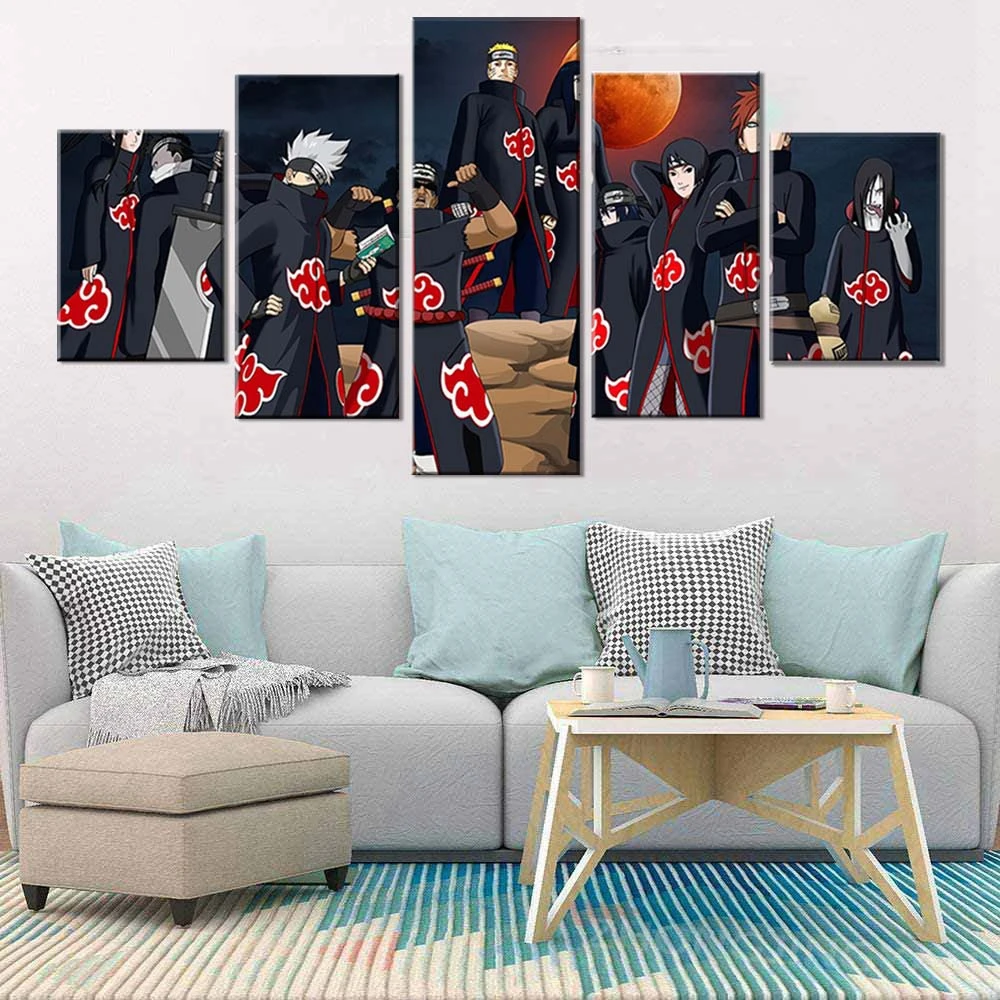 

5 Pieces Wall Art Canvas Painting Anime Manga Ninja Figure Posters Modular Pictures Modern Home Decoration Living Room