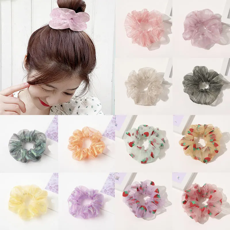 

Shiny Sweet Hair Rope Scrunchies For Women Headdress Large Intestine Hair Ring Ties Girl Ponytail Hair Rope Hair Accessories