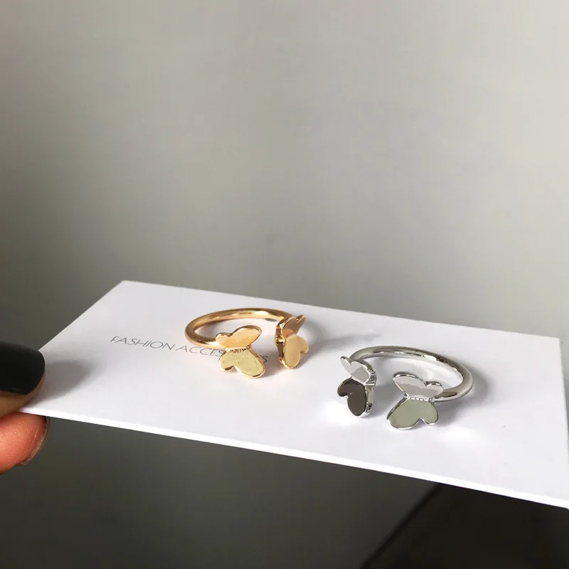 

Simple Personality Women Butterfly Open Ring Cold Style Elegant Geometric Butterfly Ring Jewelry