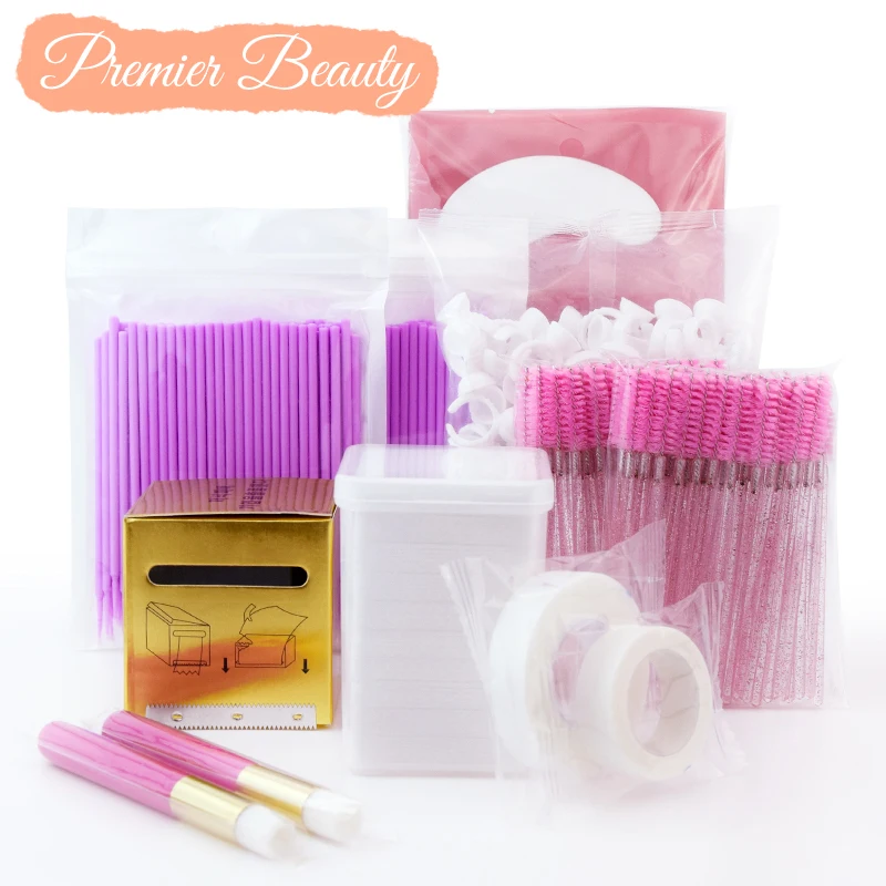 

Щетка для ресниц из чистого хлопка PREMIER BEAUTY, накладная лента, клеевое кольцо, пластиковая обертка для наращивания ресниц, инструмент для мак...