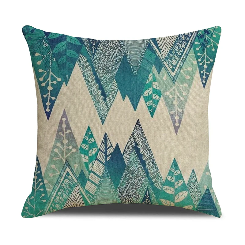 Green Printed Pillow Case Cover Square Polyester Pillowcase 45*45cm Decorative Throw For Home Decoration | Дом и сад