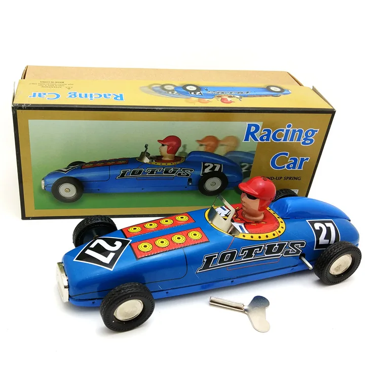 

[Funny] Adult Collection Retro Wind up toy Metal Tin F1 Racing car champion racer Clockwork toy figures model vintage toy gift