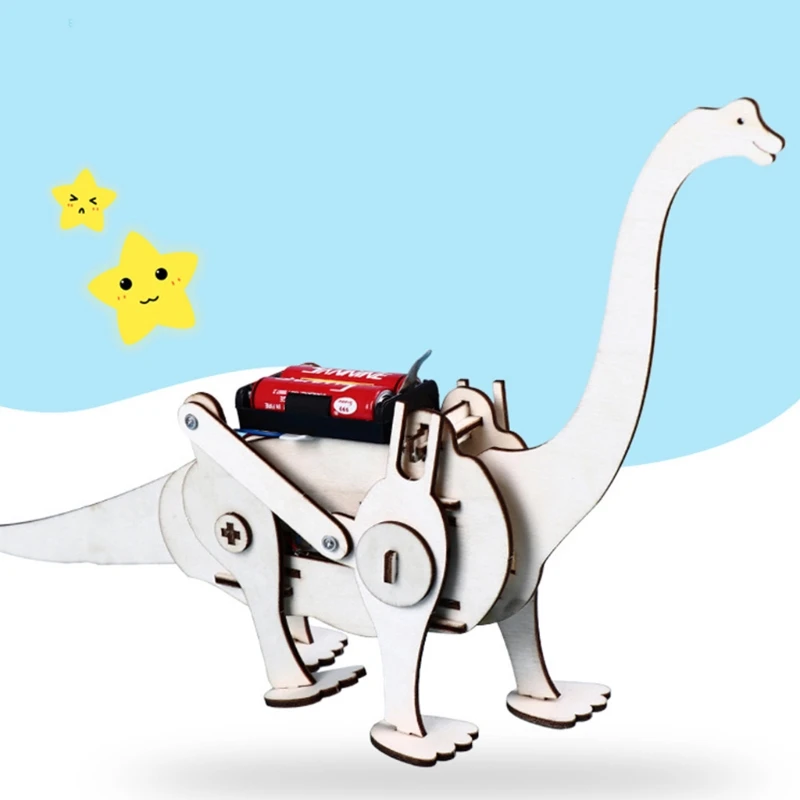 

Wooden Biped Walking Electric Tyrannosaurus Model Creative DIY Science Puzzle Toys Set Children Educational Toys