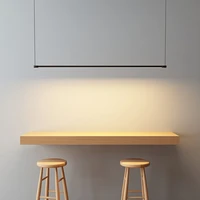 thrisdar modern simple linear pendant light for dining table kitchen island long hanging light restaurant strip led chandeliers