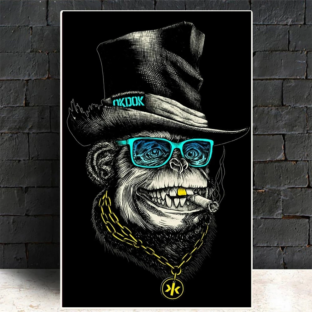 

Funny Smoking Monkey Canvas Painting Animal Poster Hd Print Wall Art Modular Pictures Modern Living Room Home Decoration Artwork