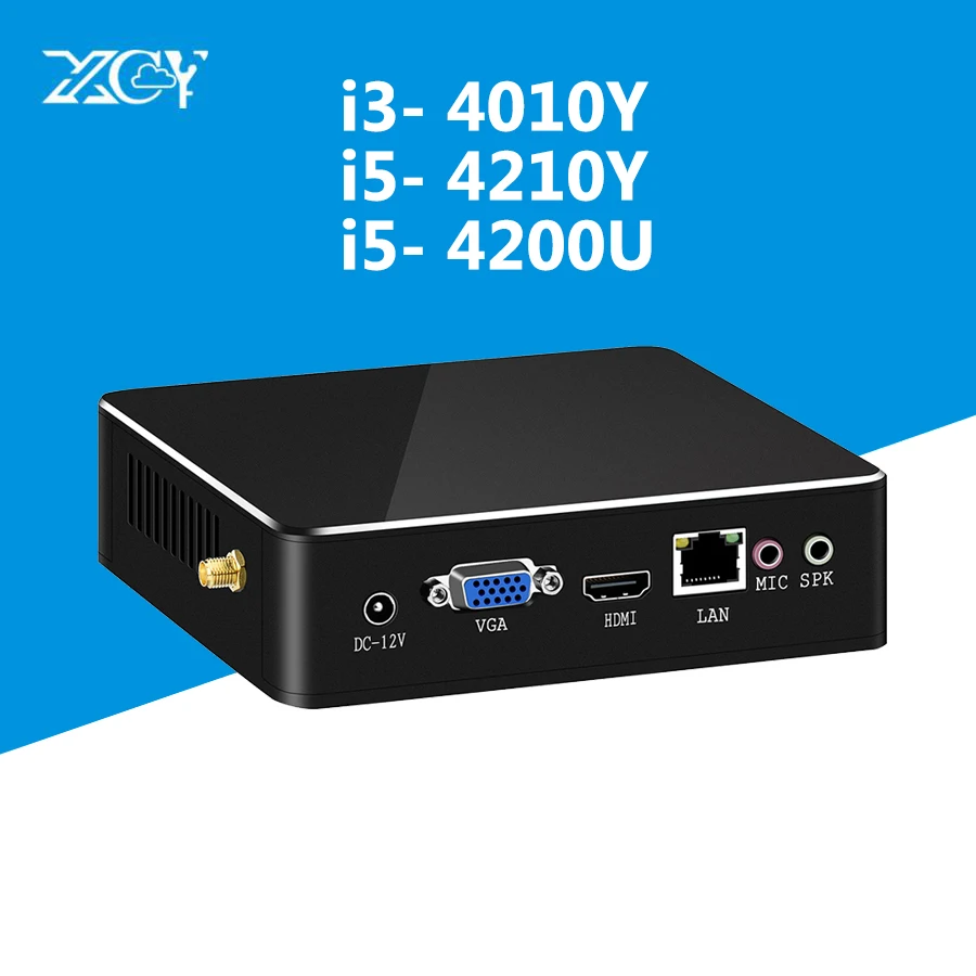Core i3 4010Y i5 4200Y Мини ПК Windows 10 DDR3 Оперативная память Micro Вай-Фай HDMI VGA USB3.0 Вентилятор Cooler ТВ коробка Настольный ПК компьютер