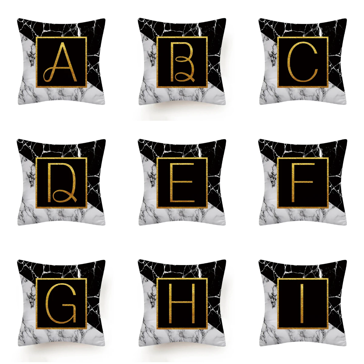 New Creative Marble Texture Gold Alphabet Cushion Covers Modern Nordic Simple Pillow Case Decorative Sofa Bed Seat Throw Pillows