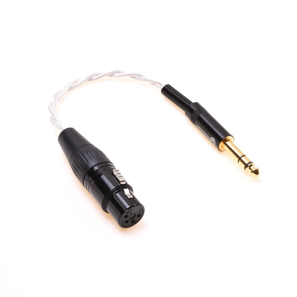 1/4 6.35mm Male to 4pin XLR Female Balanced Audio Adapter Silver Plated Shield Cable Compatible