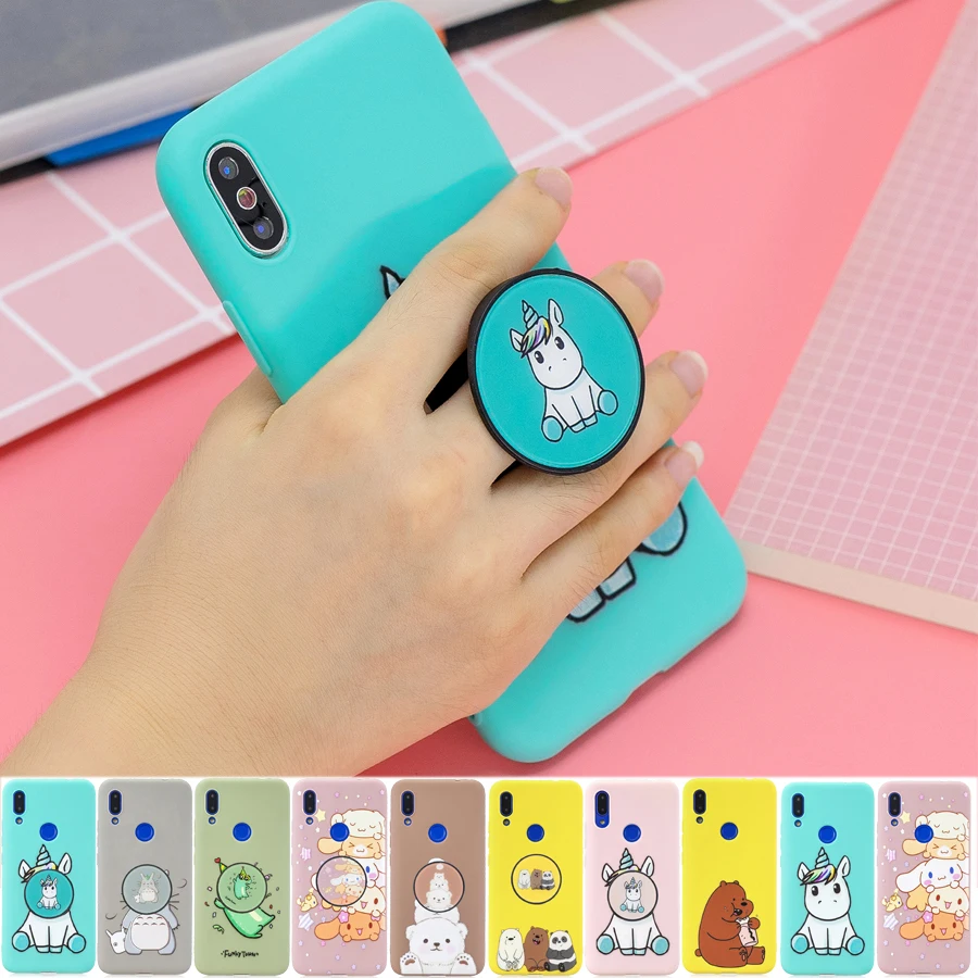 Huawei Y5 Y6 Y7 силиконовый чехол с мультяшным рисунком для huawei Y6 Prime Coque Honor 8S чехол милый Стенд мягкие чехлы для телефонов