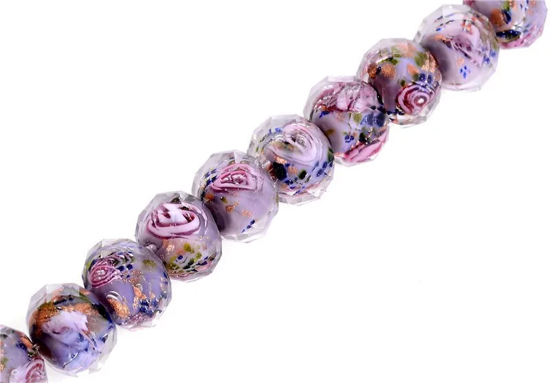 Light Purple 12 мм x 8 мм роза цветок лэмпворк стеклянные бусины для изготовления ювелирных изделий Кристалл муранского Рондель Сделай Сам бисер подвеска Аксессуары для рукоделия - Цвет: Light Purple