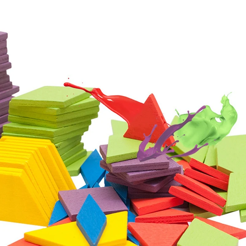 

155 Pcs Creative Geometric Jigsaw Puzzle For Children Kids Tangram Wooden Montessori Educational Toys For Children Learning Toys
