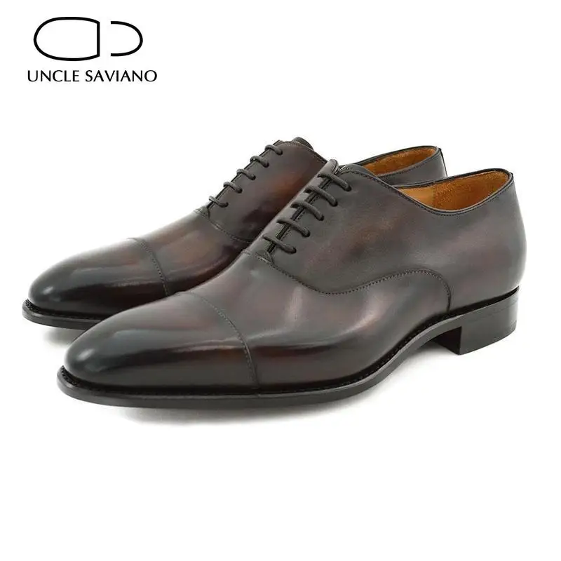 

Uncle Saviano Oxford Dress Best Men Shoes Formal Bridegroom Office Original Genuine Leather Business Fashion Designer Mens Shoes