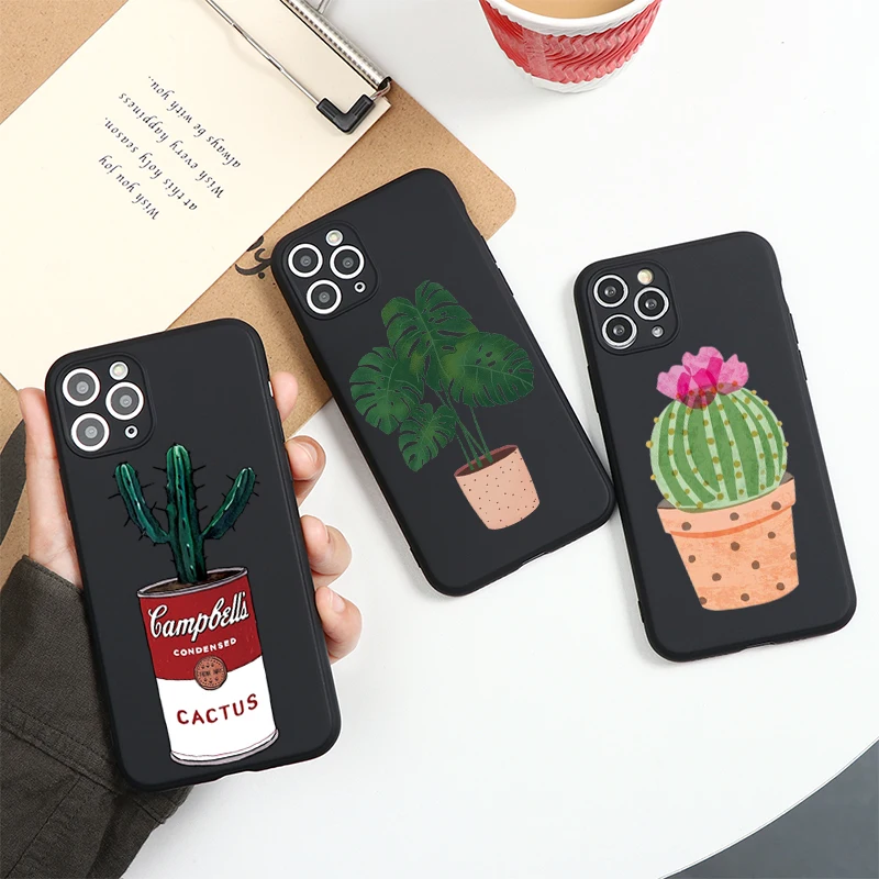 Силиконовый чехол С КАКТУСОМ в горшке для iPhone 12 Pro Max 11 12mini 11pro XR X XS 7 8 8Plus 6 S Plus SE 2020 2