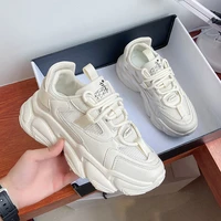 new platform sneakers women shoes casual lace up thick sole shoes white chunky sneakers mesh cloth vulcanize shoes size 35 40