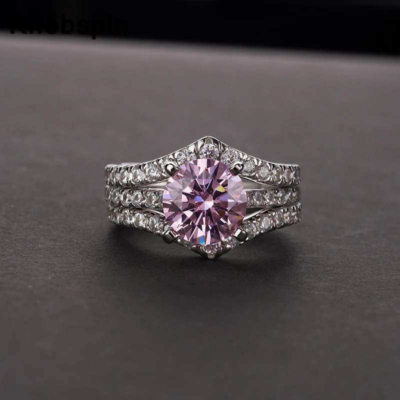

Knobspin 925 Sterling Silver Ring A Multi Band Luxury Ring Sets Full Luxury 8*8mm 3 Carats Rings For Women Anniversary Jewelry