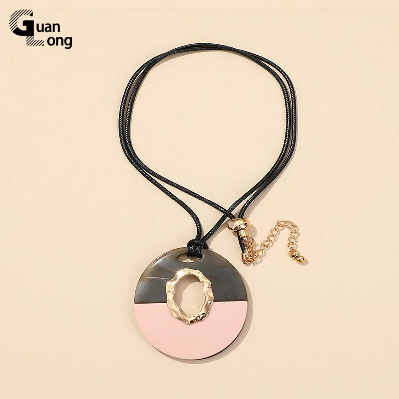 Винтажное акриловое круглое ожерелье Guanlong с подвеской для женщин полимерные