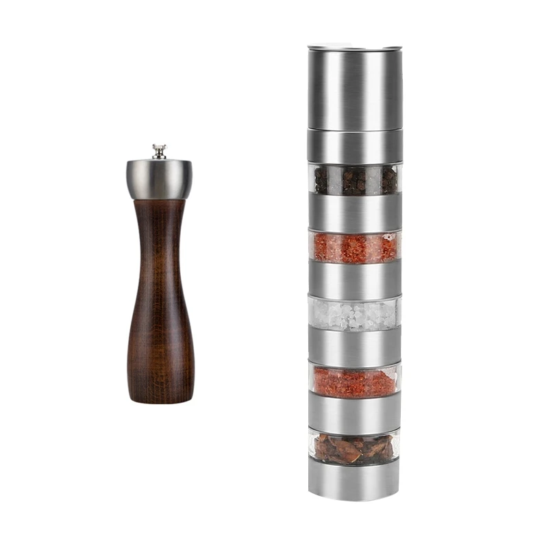

2 Pcs Salt And Pepper Grinder, Stainless Steel Salt Grinders And Pepper Mill Set, A & B