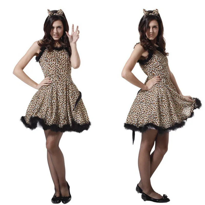Женский леопардовый костюм на Хэллоуин косплей для взрослых животных Пурим