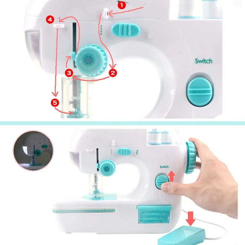 

Kids Simulation Sewing Machine Toy Mini Furniture Toy Educational Learning Design Clothing Toys Creative Xmas Gift Girl Children