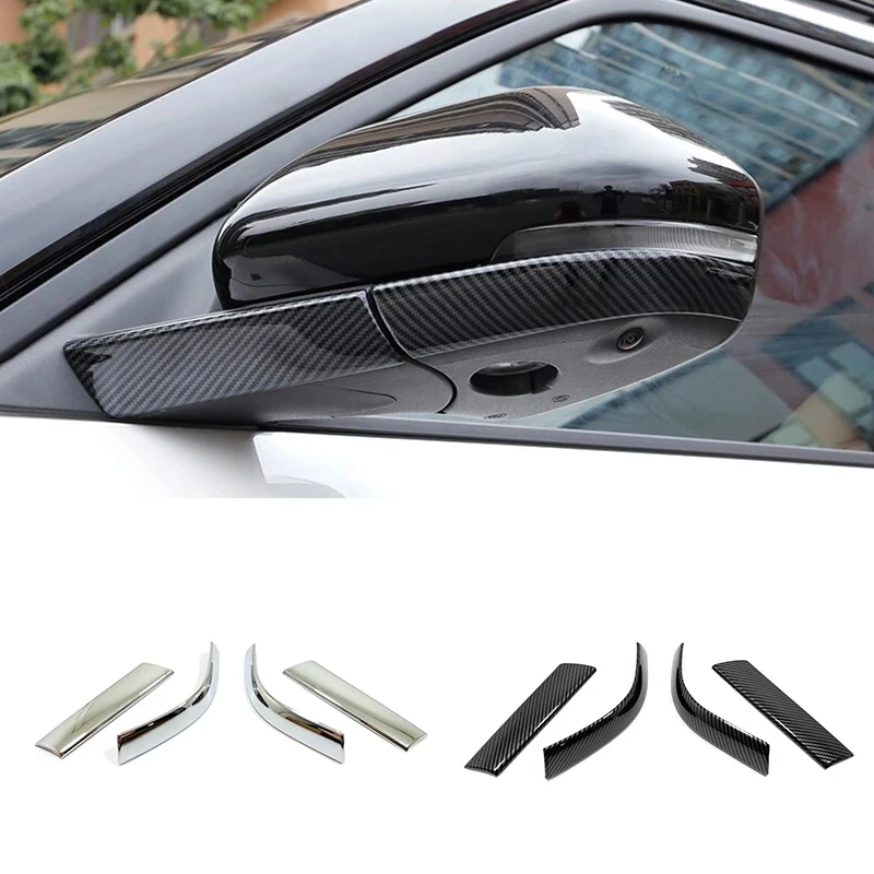 

For Ford Explorer 2020 2021 Accessories ABS Chrome/Carbon Fiber Car Side Door Rearview mirror decoration strip Cover Trim 4 pcs