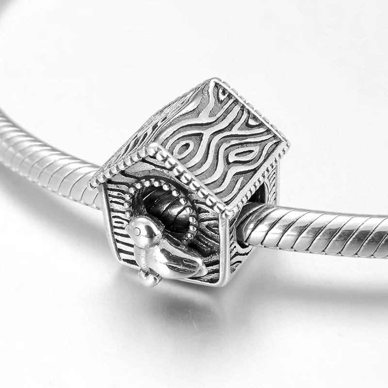 Модные бусины из стерлингового серебра 925 пробы сделай сам с Дятлом и домом