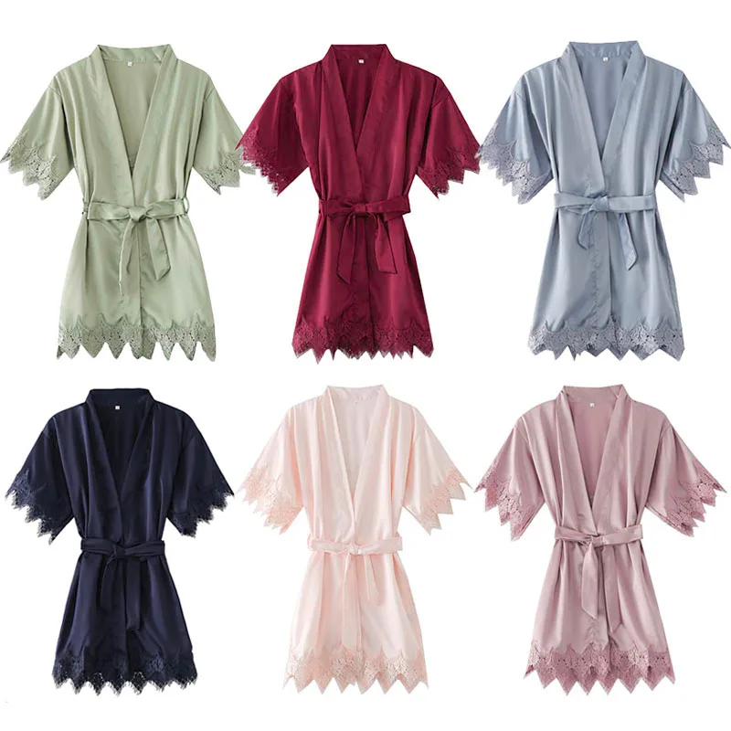 Owiter 2020 Kids Matt Satin Lace Robe Wedding Flower Girl Robes Bride Flower Kid Bridesmaid Robes Child Robe Sleepwear Bathrobe