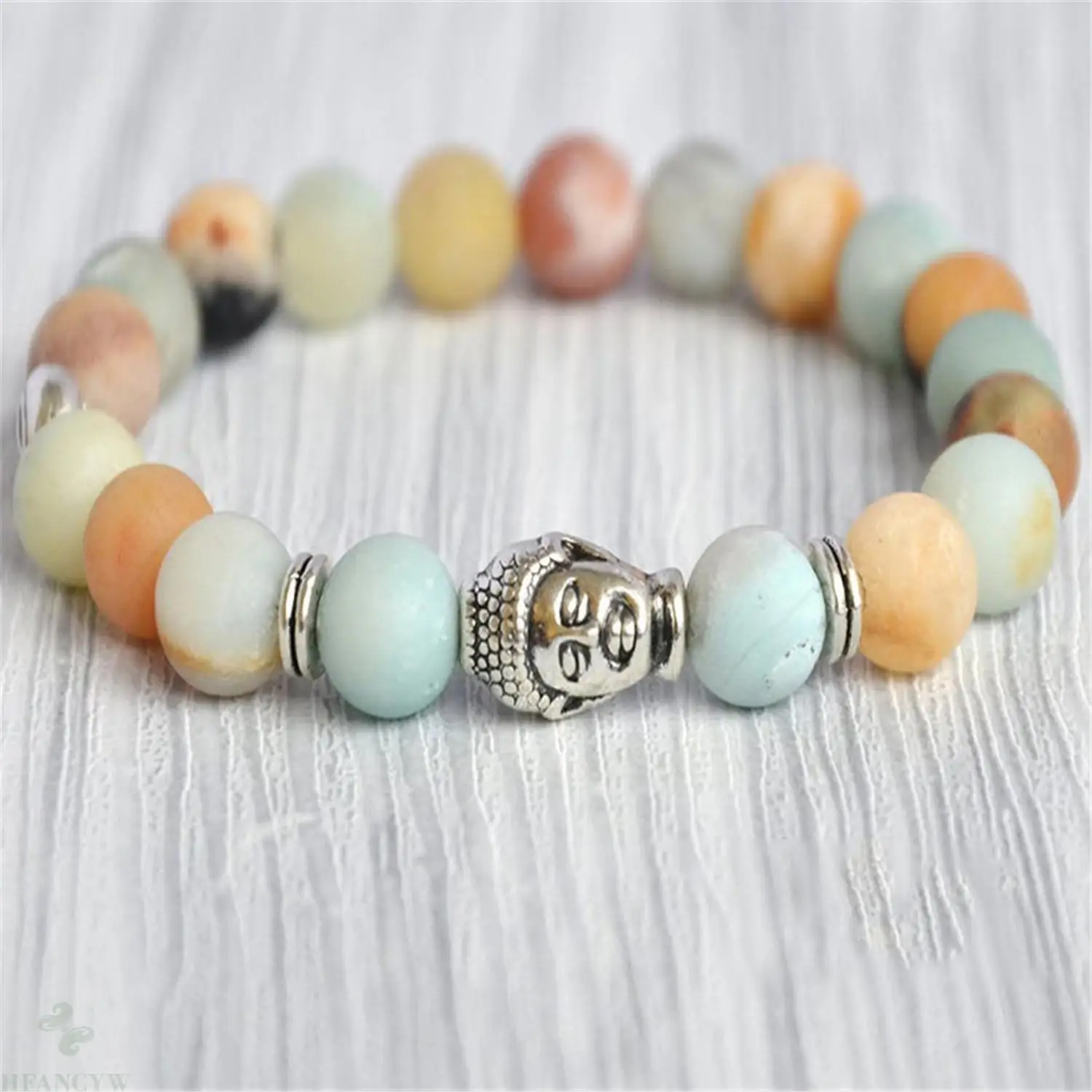 

8mm Matte Amazonite Stone Beads Handmade Mala Bracelet Meditation Retro Spiritua Chakra Buddhism Classic Bangle Tibetan