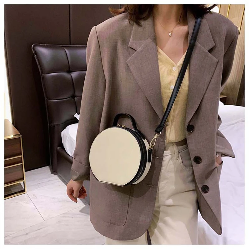 

Sweet Round Handbags High Quality PU Leather Women Crossbody Bags Female Small Fresh Chain Shoulder Bags