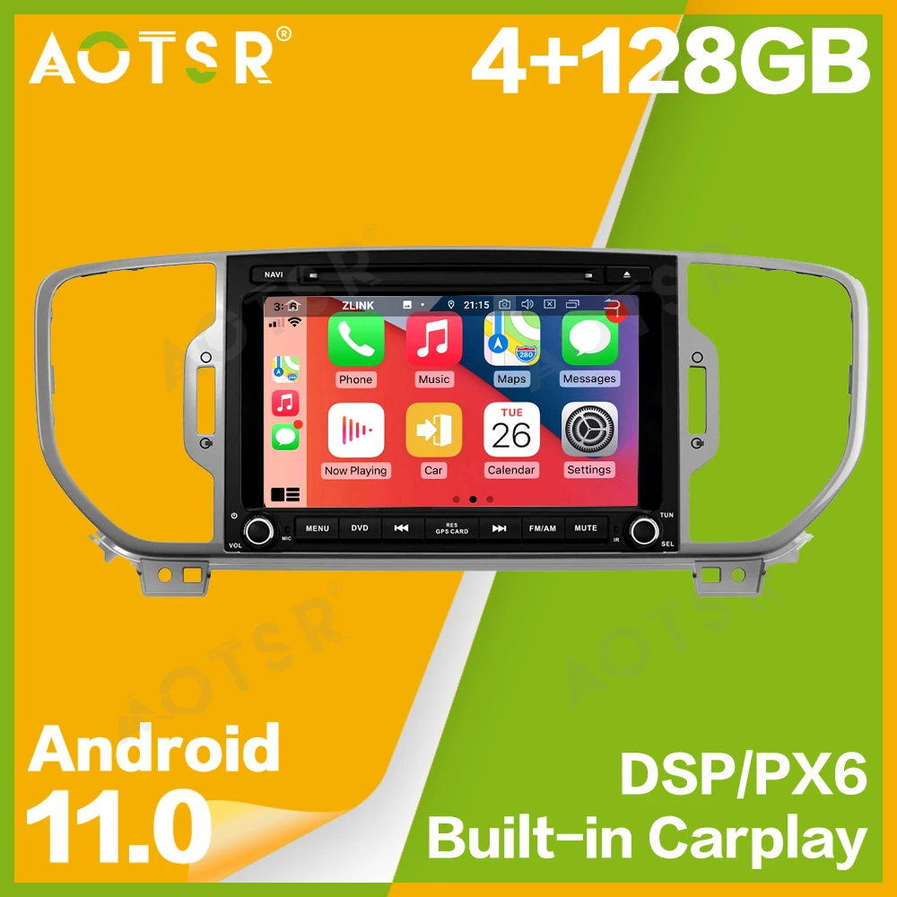 4G + 128G 2Din Android 11 автомобильный DVD мультимедийный плеер GPS Bluetooth 5 0 для KIA SPORTAGE 2016 Navigatio