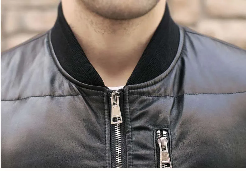 Italy fashion men's genuine sheepskin leather duck down coat male winter short motorcycle jacket black plus large big size 5xl | Мужская