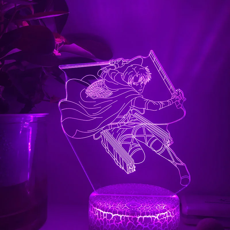 

Акриловые 3D светодиодный ночной Светильник аниме атака на Титанов Леви Акерман для домашнего декора для детей подарок на день рождения мультфильм настольная лампа 16 видов цветов светодиодные лампы