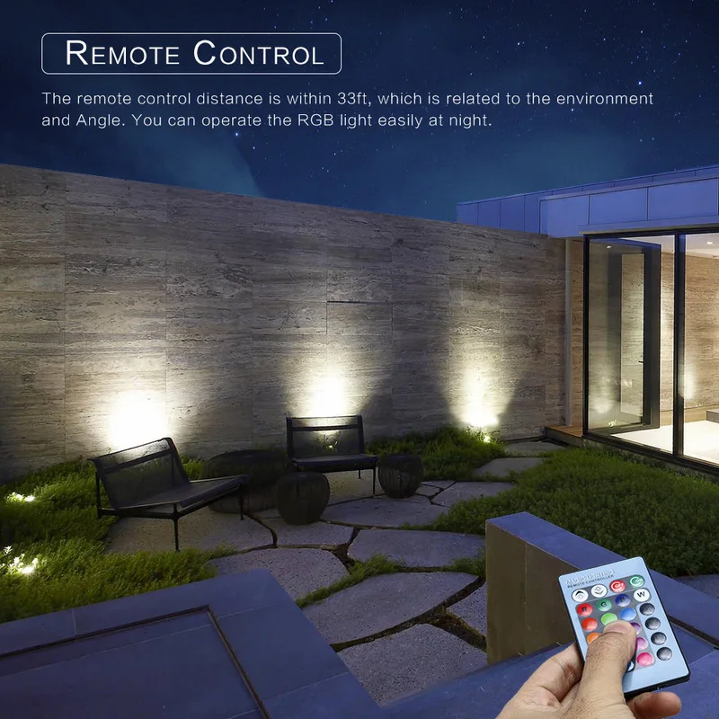 Mini AC85-265V IP65 Waterproof 12W RGB LED Lawn Spotlight Light 24 Keys Remote Lamps Garden Outdoor Landscape Lighting | Освещение