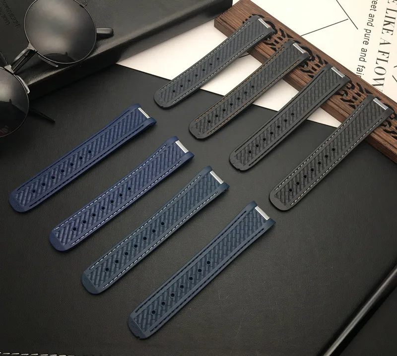 Мягкий 20 мм ремешок изогнутый конец силиконовый резиновый для часов с