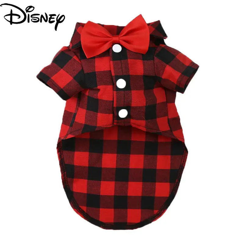 

Disney cute cartoon plaid shirt pet comfortable size medium dog clothes simple creative personality dog decorations