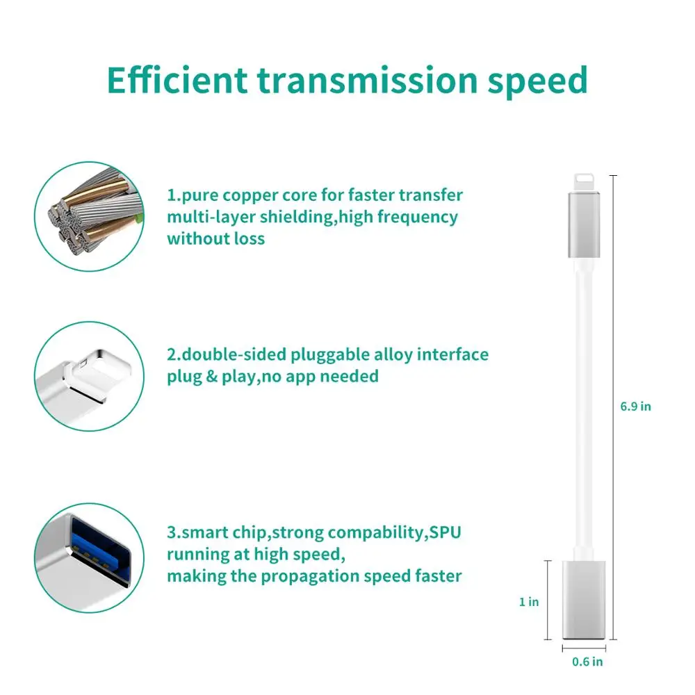 Кабель OTG Папа мама с 8 контактами на USB для iPhone iPad iPod iOS 9 13 интерфейсом микрофона
