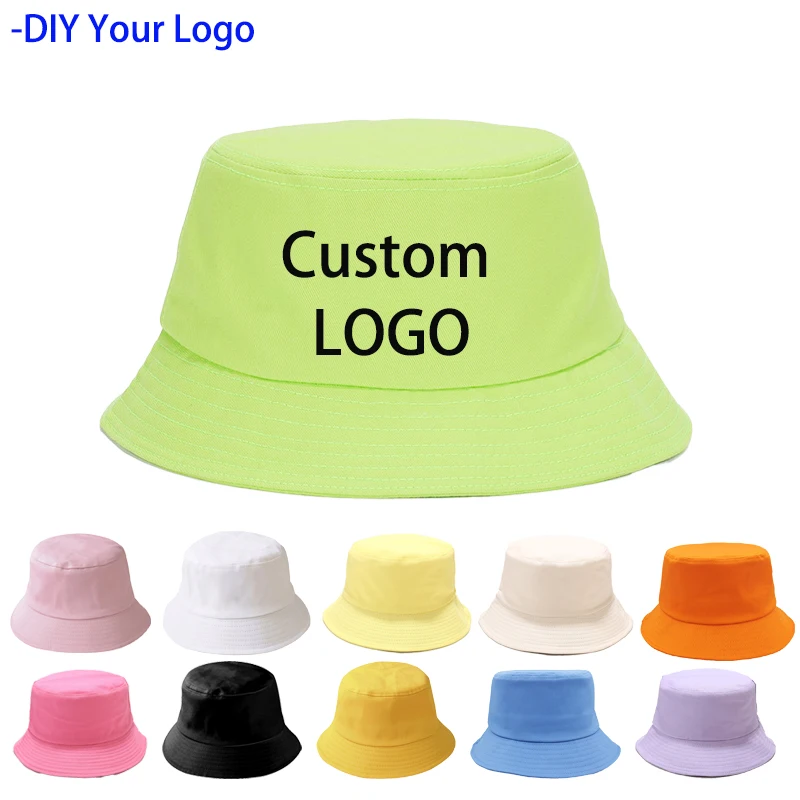 Custom Logo Summer Folding Sunscreen Fishing Fisherman's Hat Men's and Women's  Basin Chapeau Sun Prevent Cotton Caps