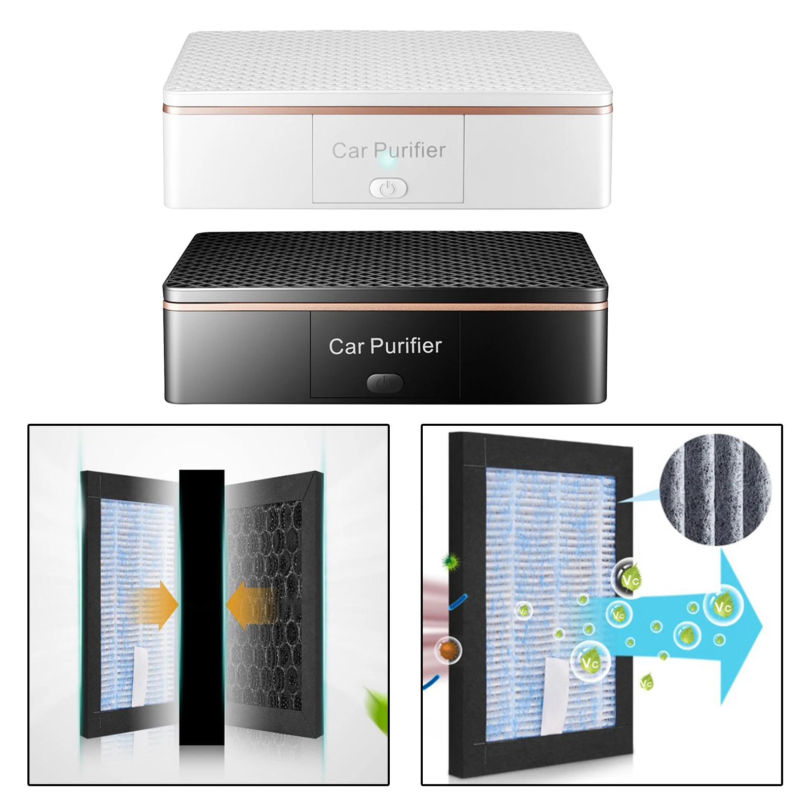 

Vehicle Car Air Purifier Air Cleaner Ionizer USB Rechargeable for Home Truck