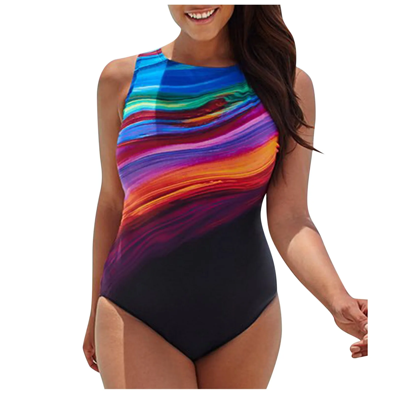 

Womail bikini Brazilian bikini monokini swimsuit Women's Fashion Conservative Gradient Stripe Large Beachwear Bikini sexy bikini