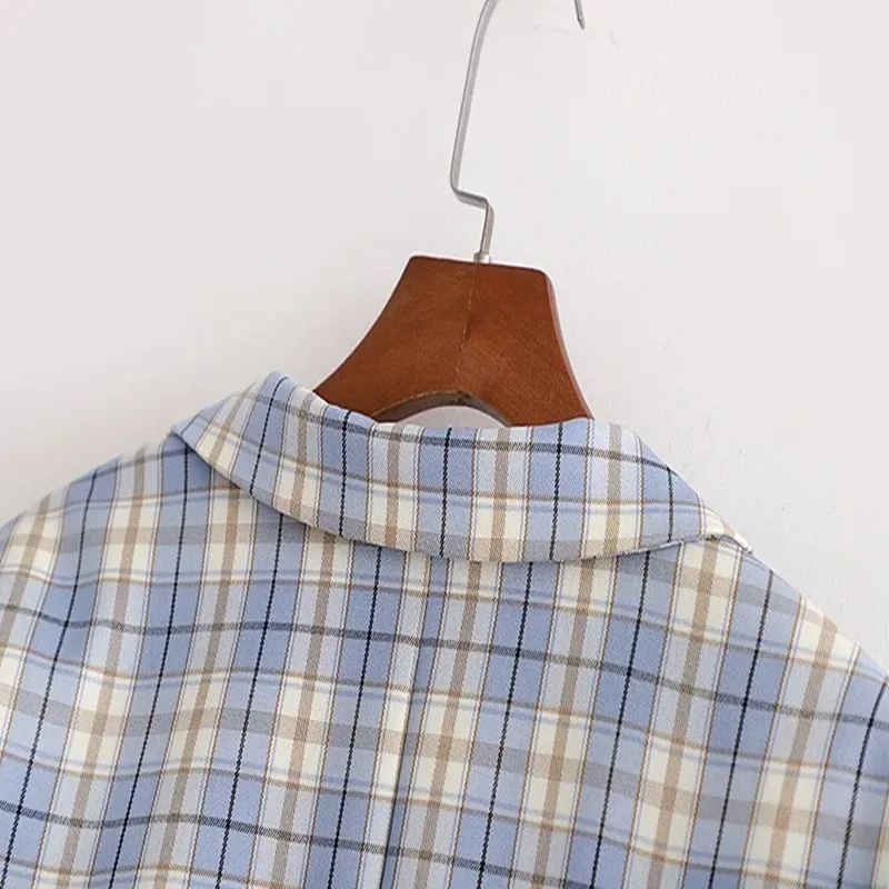 

2021 European and American new style suit women's loose plaid casual fashion jacket