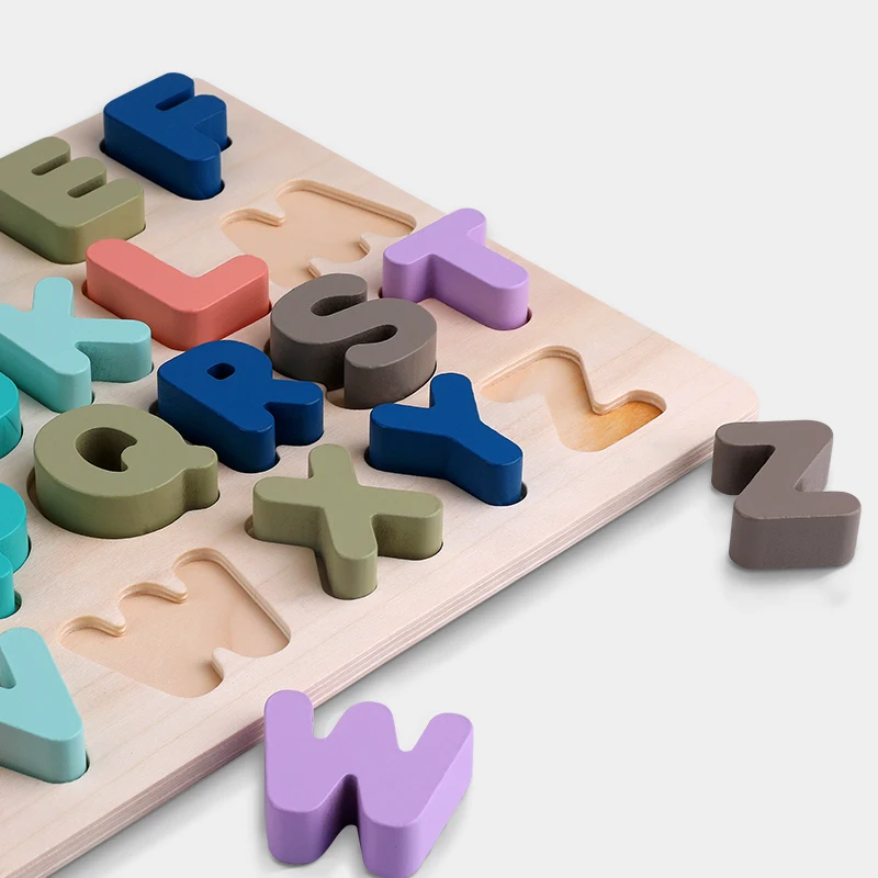 

Preschool Wooden Montessori Kids Toy Digital Alphabet Geometric Shape Matching Math Puzzle Busy Board Education Toy For Children