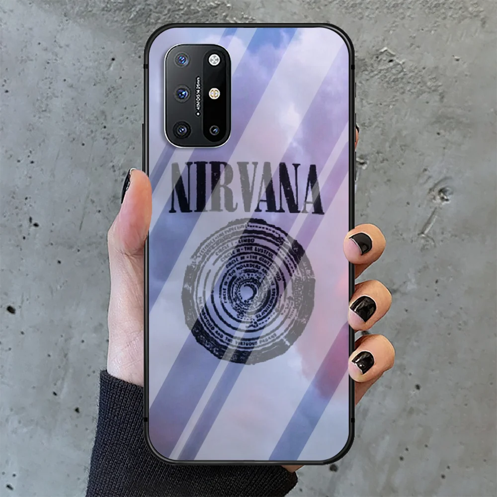 

Rock Nirvana Phone Tempered Glass Case Cover For Oneplus 5 6 7 8 9 Nord T Pro Luxury Cell Trend Back Painting Black
