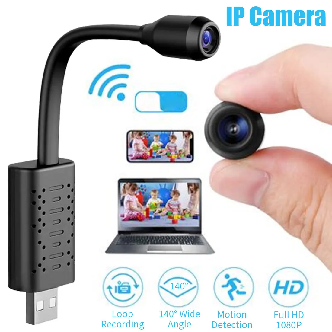 

HD 1080P smart mini camera P2P Wifi USB camera IP real-time monitoring IP camera supports SD card intelligent AI human detection