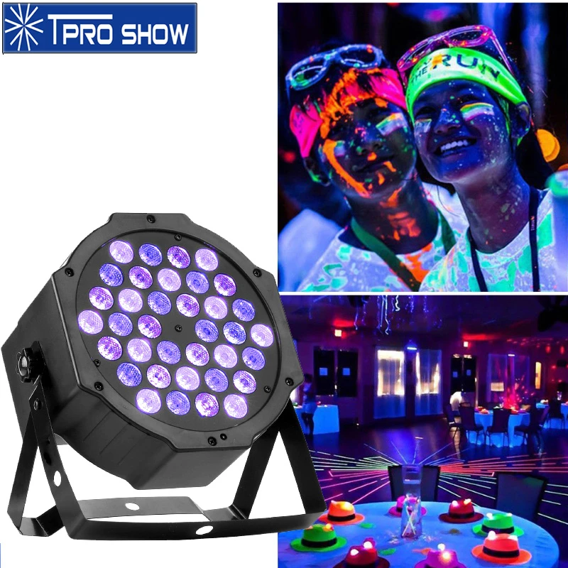 

36 LED UV Light Party Disco Lamp Ultraviolet LED Par Dmx and Manual Control Strobe Dimming Black Light Grow In The Dark Paint